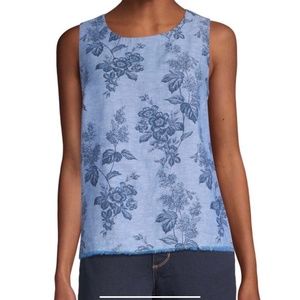 LIZ CLAIBORNE Women's Scoop Neck Raw Hem Linen